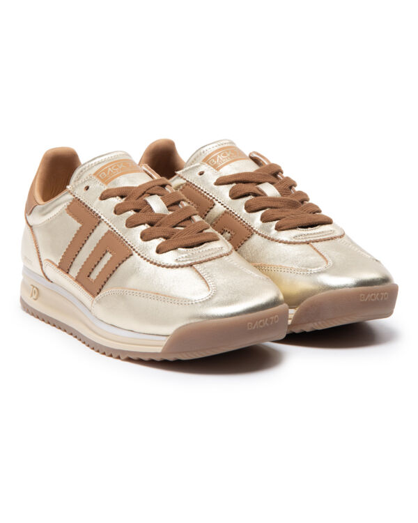 JOGGER METALLIC GOLD LEATHER SPONGE TAN 70