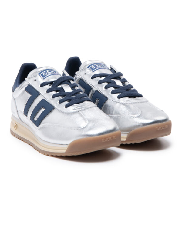 JOGGER METALLIC SILVER LEATHER SPONGE NAVY 70