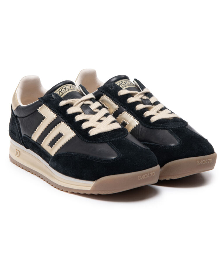 JOGGER BLACK LEATHER SPONGE BLACK SUEDE GOLDEN 70